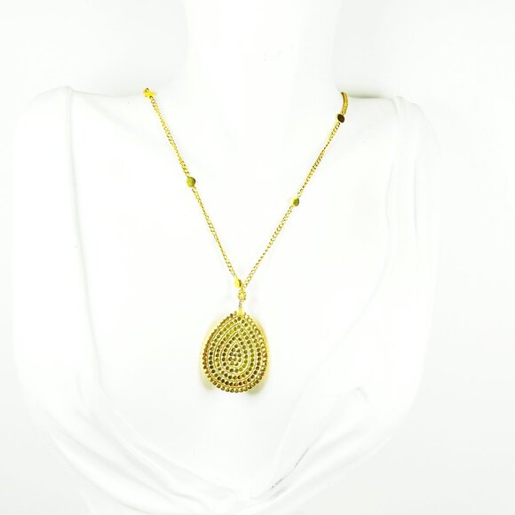 ANNA BECK Sterling Silver 18K Gold Blue Agate Double Sided Pendant Long Necklace